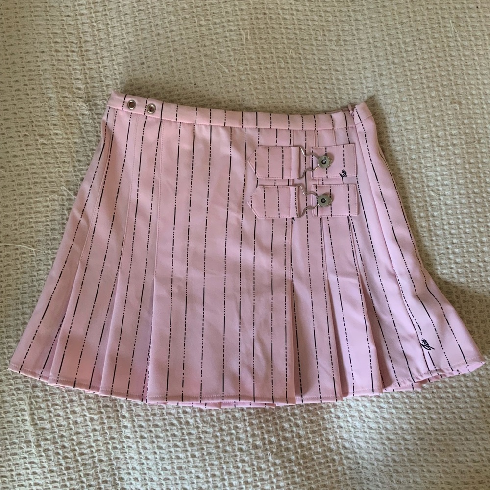 Revolve x I.AM.GIA Pink Heather Pinstripe Pleated Micro Mini Tennis Skirt XS